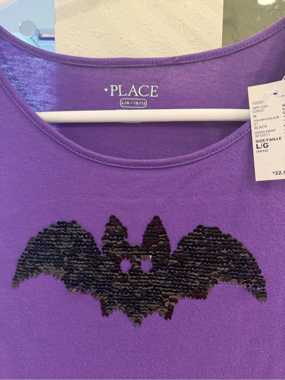 The Children's Place Purple & Black Sequin Bat Dress